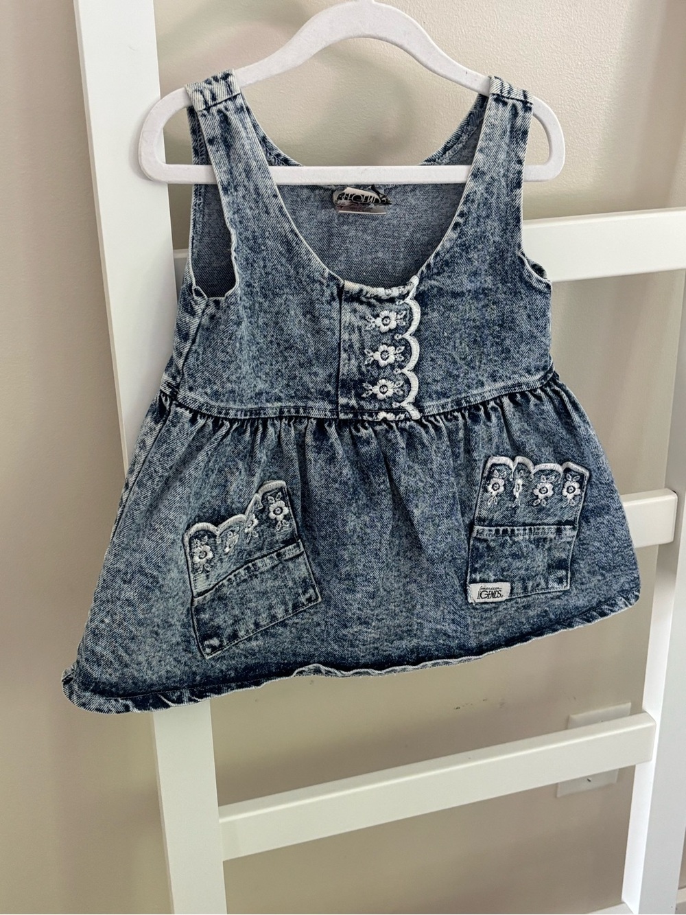 Girls' Acid-Wash Denim Jumper Dress - Blue
